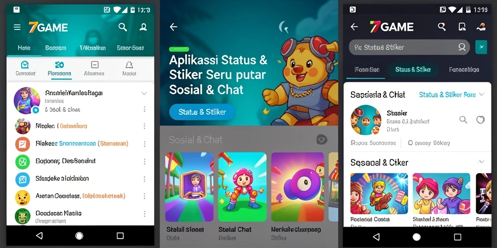 Antarmuka menarik dan fitur stiker yang lengkap dari 7GAME.