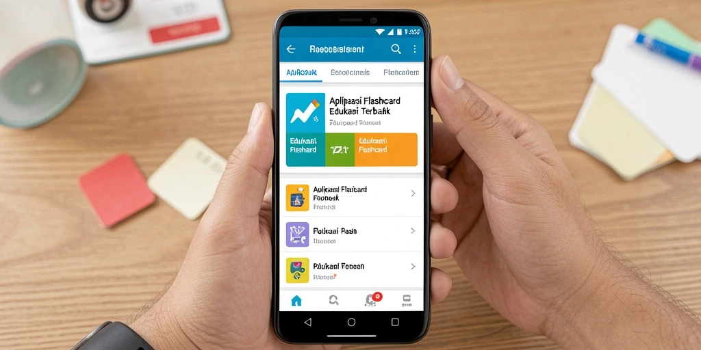 Antarmuka menarik aplikasi Flashcard AA62 yang interaktif.